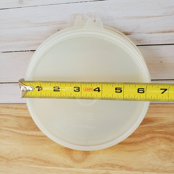 3 VTG Tupperware USA Seal Sheer Clear Round Replacement 6" C Tab Lids Only 227-4 - Picture 5 of 5